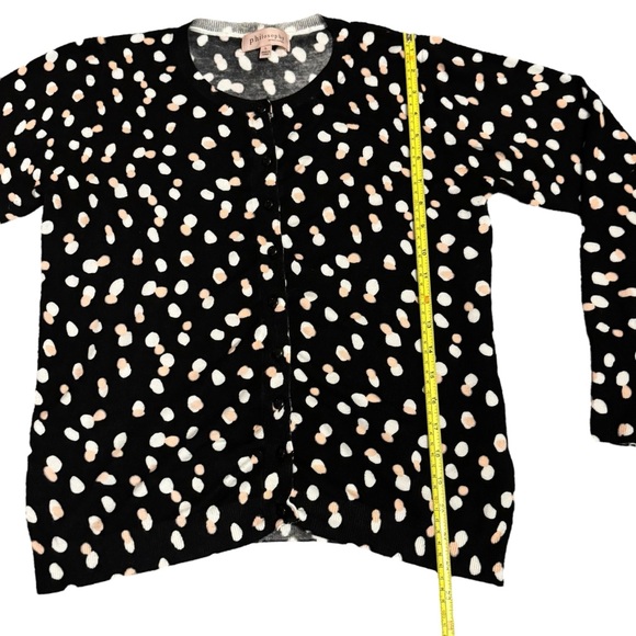 Women's Philosophy Black White & Peach Button Up Cardigan Sweater size L - Picture 7 of 10